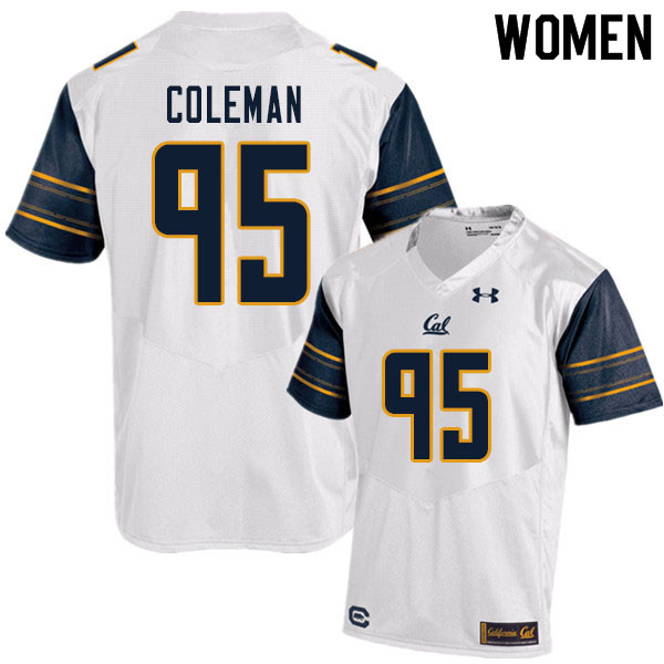 Women #95 Ben Coleman Cal Bears UA College Football Jerseys Sale-White - Click Image to Close